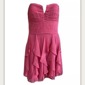 Hailey Logan Adriana Papell Pink Strapless Ruffle